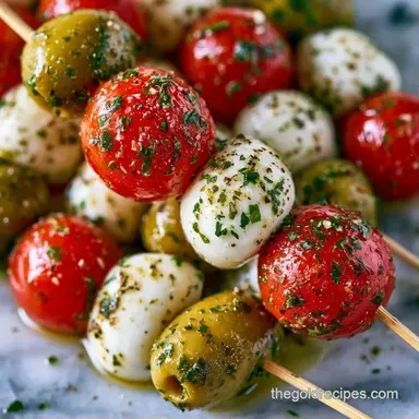 Antipasto Skewers Recipe in 20 Minutes Recipe Card