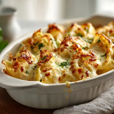 Ultimate Baked Chicken Alfredo Stuffed Shells in 55 Minutes Recipe Card