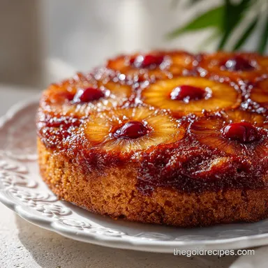 Classic Pineapple Upside Down Cake for 12 Servings Recipe Card