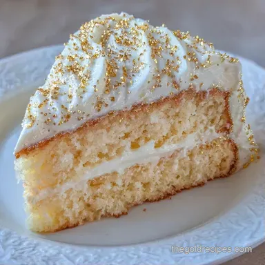 Gold Dusted Buttercream Cake for 12 Recipe Card