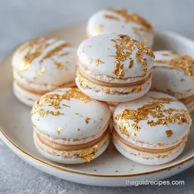 Gold Leaf Macarons: Shatter Crisp Recipe Card