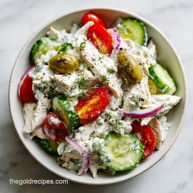 Greek Tzatziki Chicken Salad with 4 Servings Recipe Card
