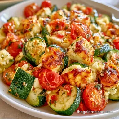 Zucchini Feta Bake with Tomatoes Recipe Card