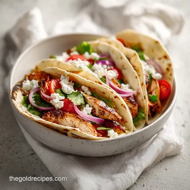 Grilled Mediterranean Chicken Tacos for 4 Servings Recipe Card