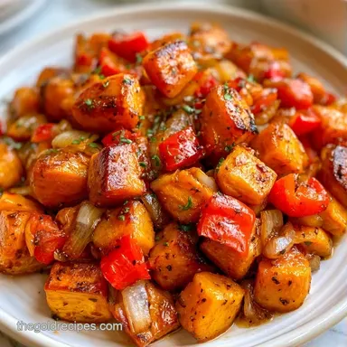Crispy Sweet Potato Hash for 4 Servings Recipe Card