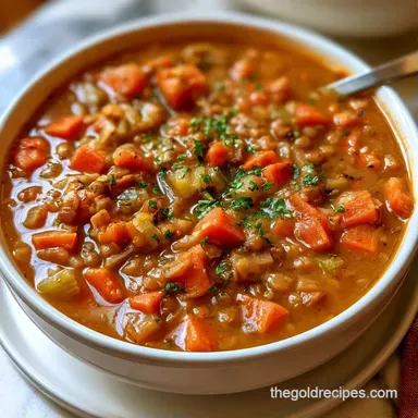 Lentil Soup for 6 Servings Recipe Card