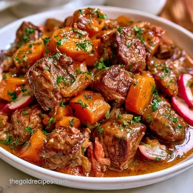 Keto Beef Stew with Radishes Recipe Card