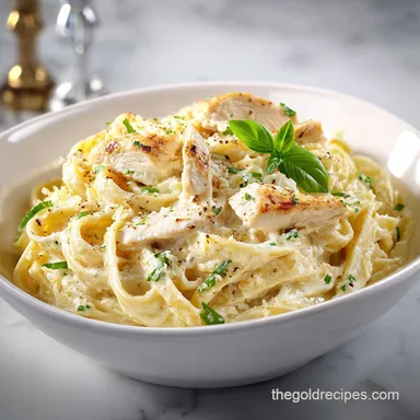 Chicken Fettuccine Alfredo for 4 Servings Recipe Card