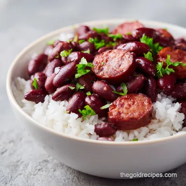 Red Beans and Rice: Slow-Cooked with Ham Hock for 6 Servings Recipe Card