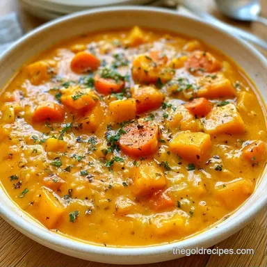 Rustic Fall Vegetable Soup for 6 Servings Recipe Card