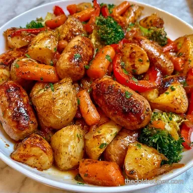 Sausage Sheet Pan Dinner with Potatoes Recipe Card