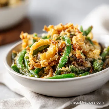 Simple Ina Garten Green Bean Casserole with Fresh Beans Recipe Card