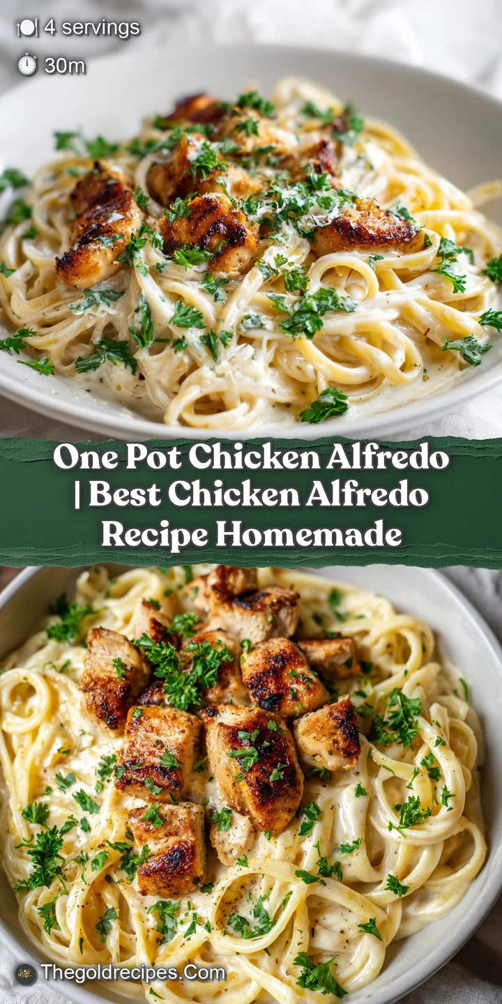 Extreme close-up of silky white cream sauce clinging to tender pasta and juicy gold-brown chicken chunks.