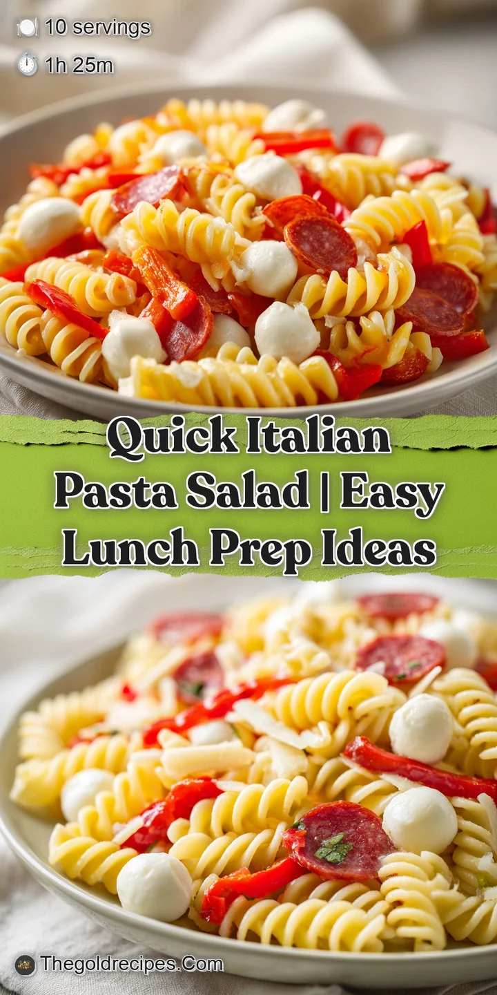 Macro shot of glossy pasta spirals, spicy red pepperoni slices, and sliced olives drenched in Italian vinaigrette.