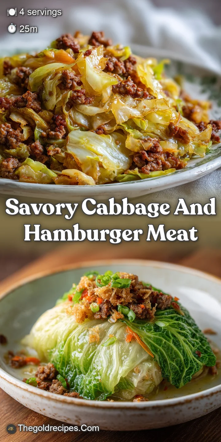 Close-up of the dish. Focus on the browned meat and softened cabbage, hints of herbs. Savory and comforting texture is imp...