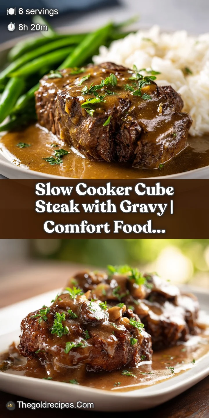 Close-up of tender cube steak with savory gravy, showcasing caramelized bits of meat and soft, simmered onions.