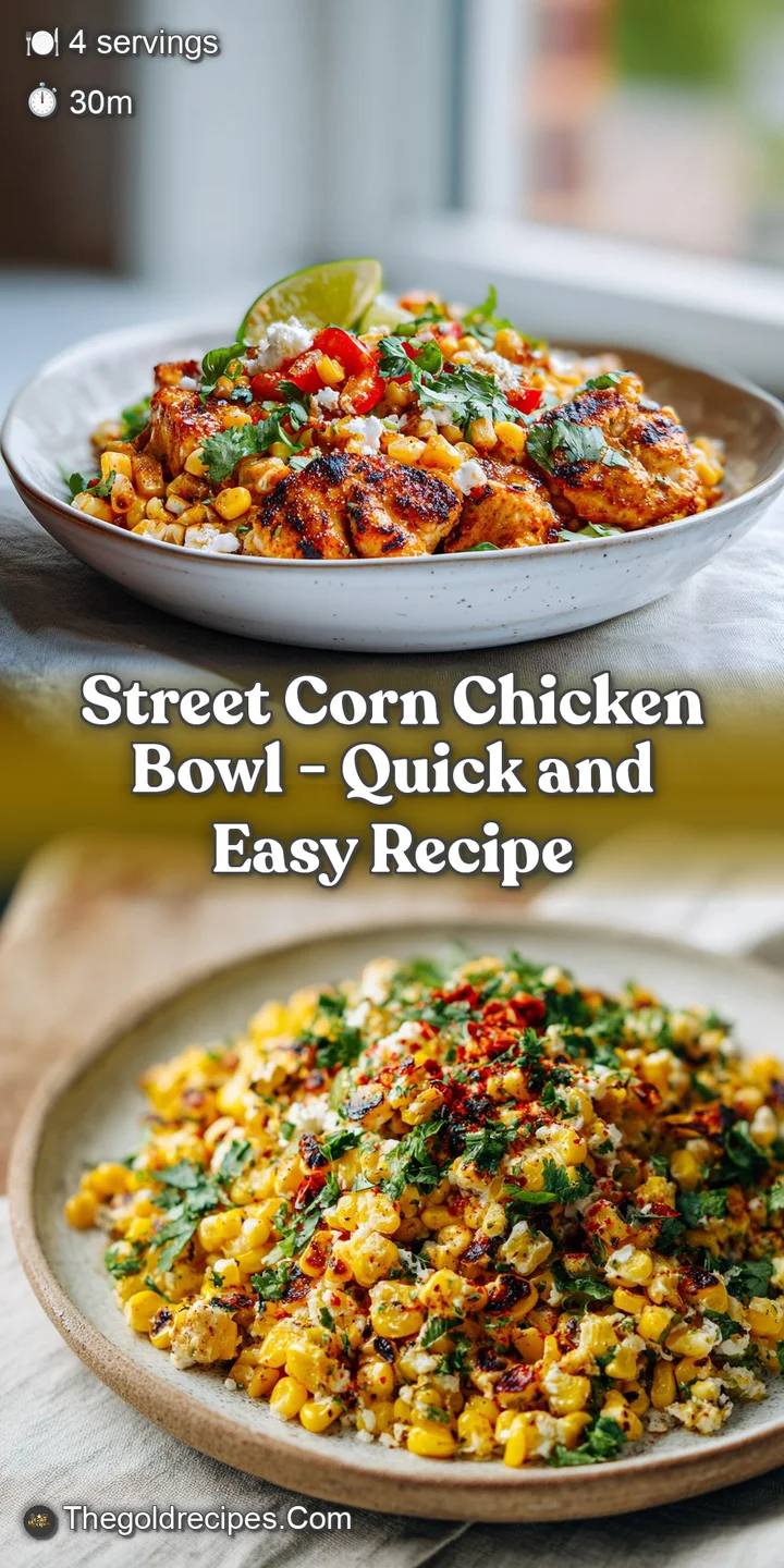 Close-up of juicy grilled chicken pieces nestled amongst smoky charred corn kernels and a dollop of crema.