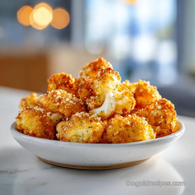 Bang bang cauliflower arranged on a white plate, the creamy sauce glistening, garnished with chopped green onions and a sp...