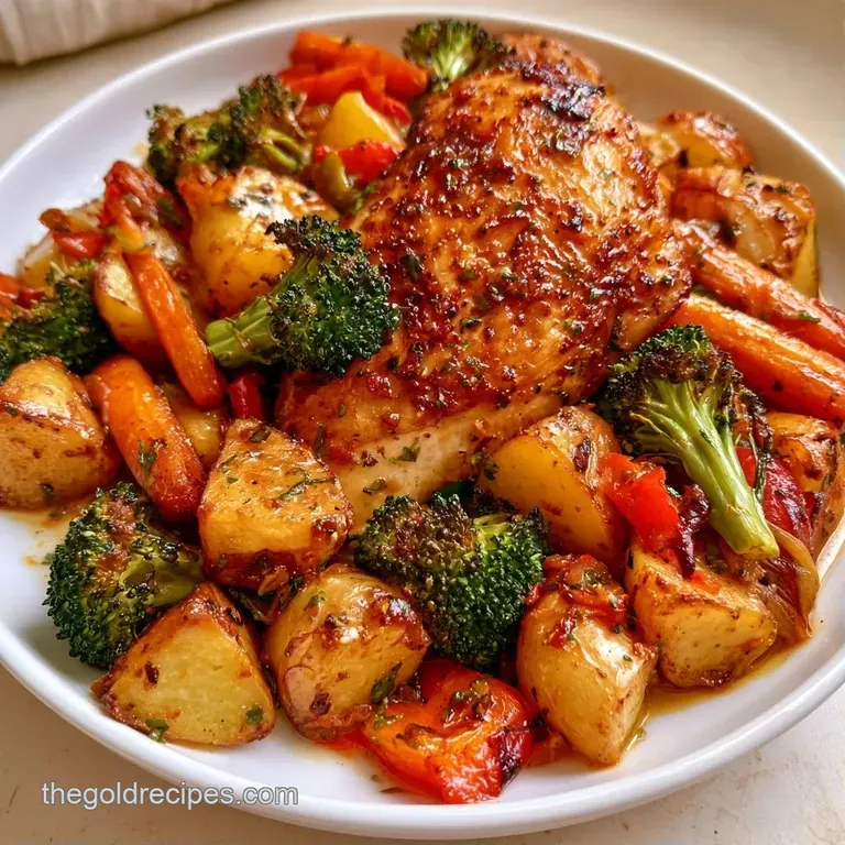 Glistening golden chicken breast served alongside tender roasted root vegetables on a modern minimalist plate.