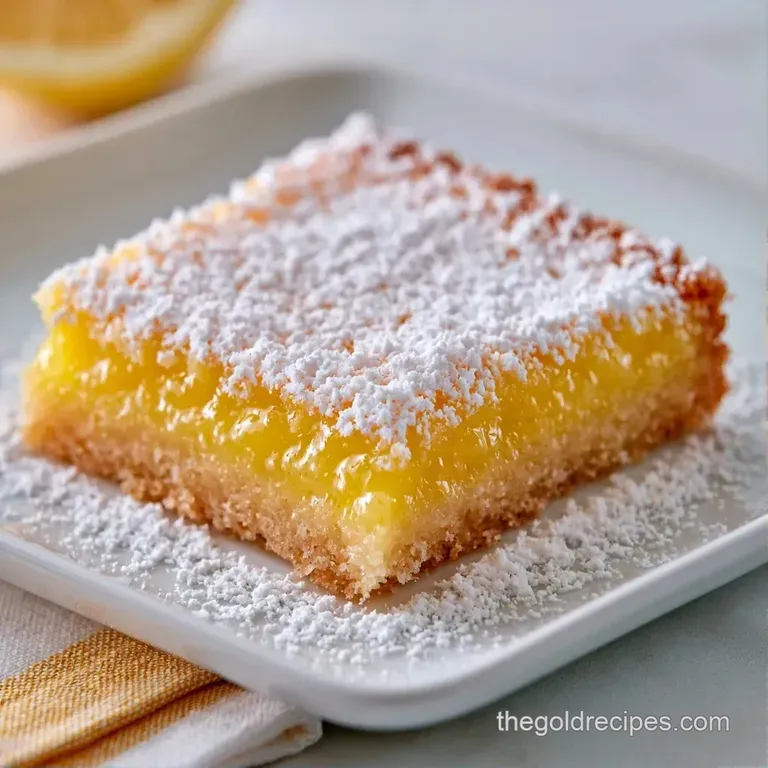 A neat square of tart yellow citrus curd on a pale crust, paired with a fresh mint leaf and a side of raspberries.