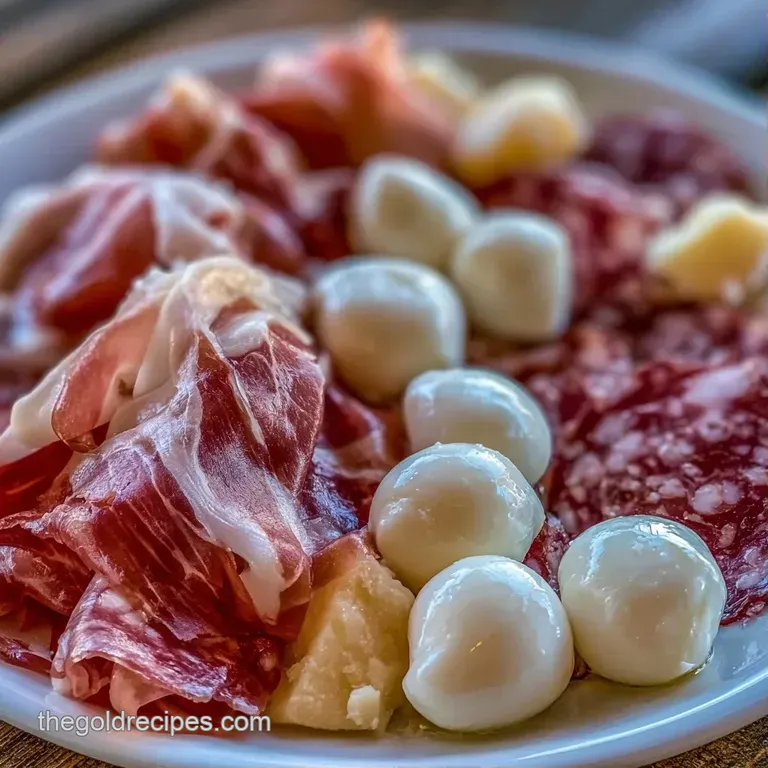 Elegantly arranged folded prosciutto, marinated artichokes, and juicy purple grapes on a dark slate serving tray.