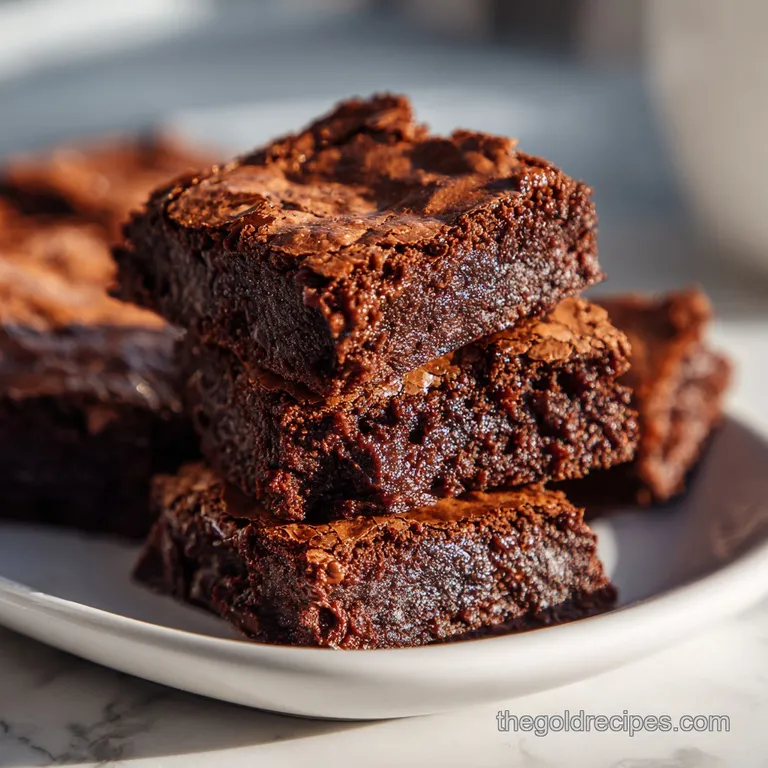 Cosmic brownie on a white plate, showing crinkled edges and a thick fudge layer. Colorful candy sprinkles adorn the top, r...