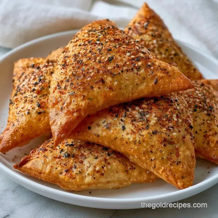 Crispy toasted pita triangles piled high in a white ceramic bowl next to a small dish of creamy hummus dip.