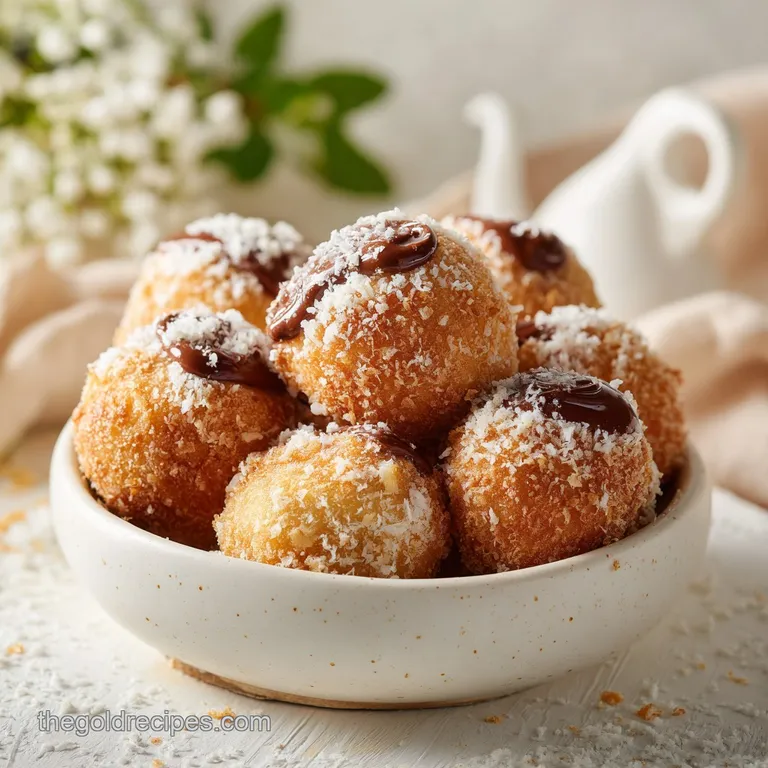 Three warm, fluffy Nutella bombs artfully arranged on a white plate, drizzled with dark chocolate sauce.