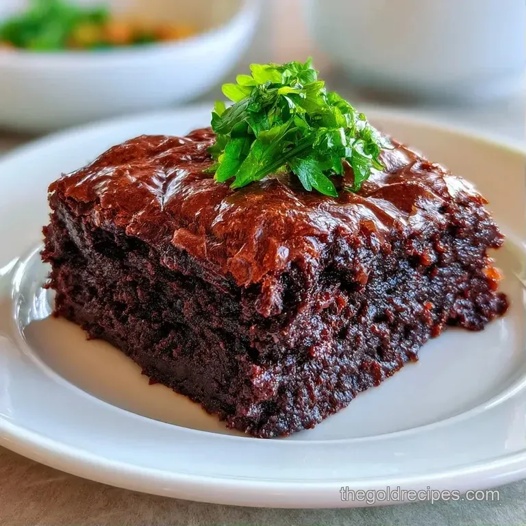 A slice of dark chocolate cake on a white plate with a dusting of powdered sugar and a fresh, tart raspberry on top.