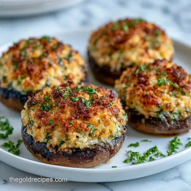 Crispy Garlic-Parmesan Stuffed Mushrooms