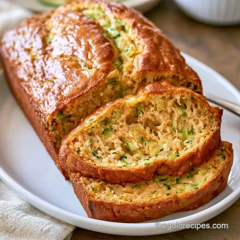 Thick slice of moist green-flecked bread on a white plate, paired with a dollop of butter and a linen napkin