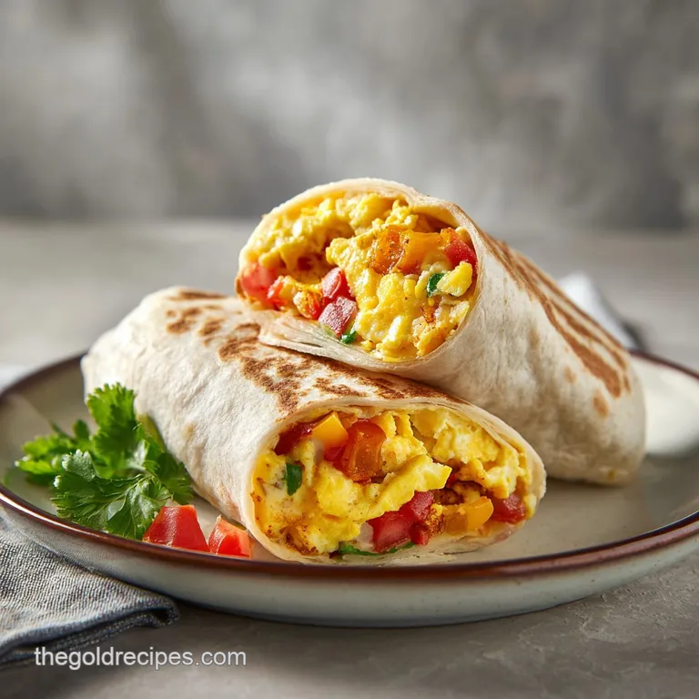 A neatly folded breakfast burrito sits beside a fork, its crusty exterior hinting at warm, savory fillings.