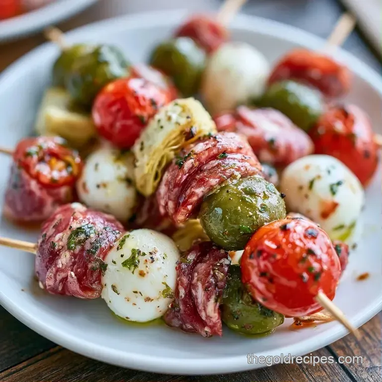 Vibrant red and white appetizers arranged on a marble board, accented by a glossy drizzle of dark balsamic.