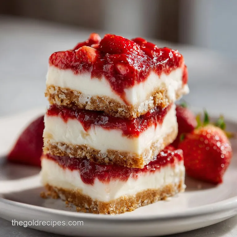No Bake Strawberry Cheesecake Bars Recipe