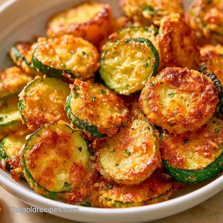 Neatly stacked golden zucchini slices on a black plate, paired with a bright lemon wedge and creamy white dipping sauce.