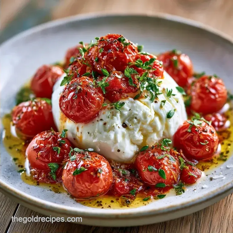 Jammy Roasted Cherry Tomato Appetizer with Burrata