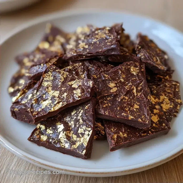 Simple Gold Dusted Bark: Shatter Crisp Dark Chocolate