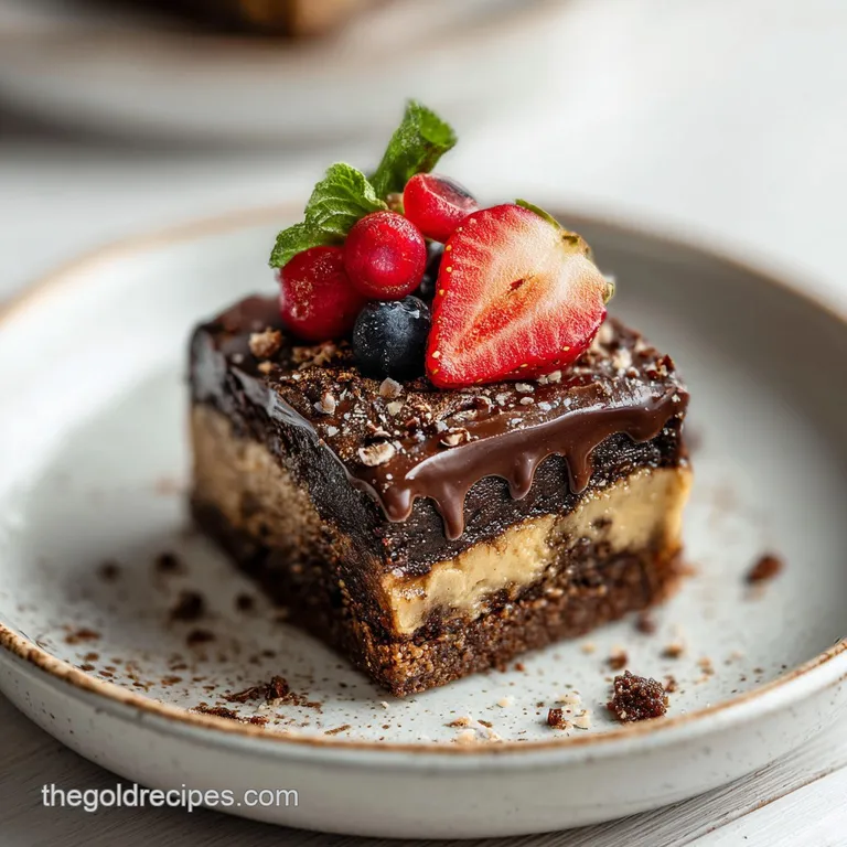 A warm, fork-tender brookies slice, showcasing its distinct brownie and blondie textures, artfully presented.
