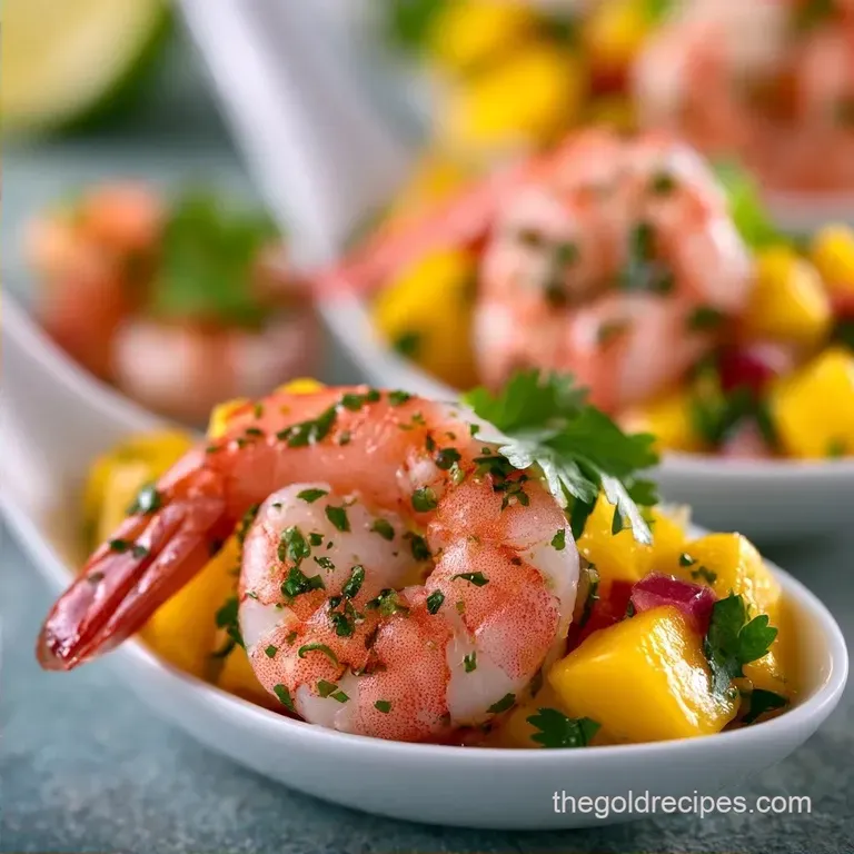 Pan-Seared Zesty Mango Shrimp Spoons