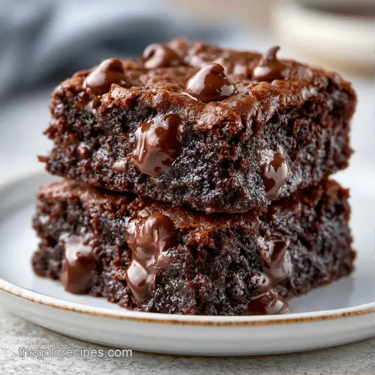 A square of dense chocolate cake dusted with snowy powdered sugar, paired with a dollop of whipped cream.
